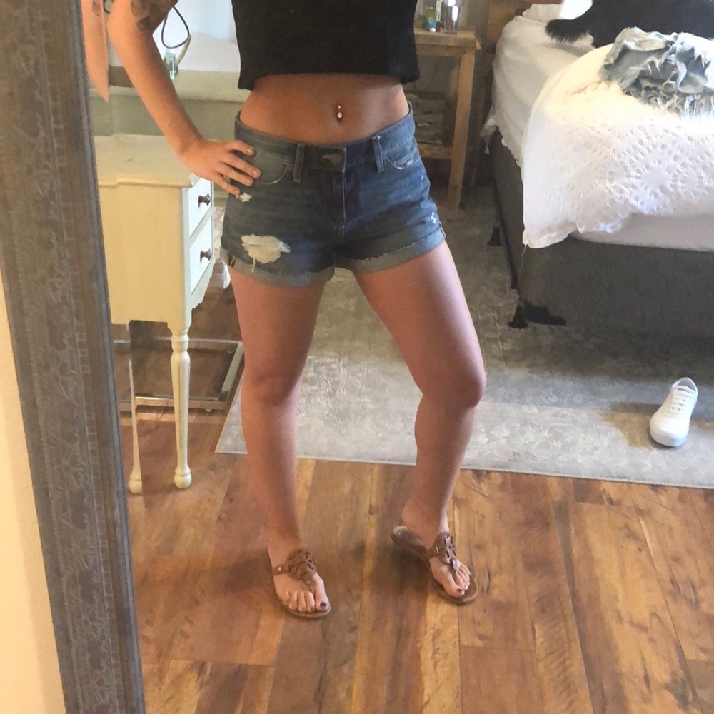 Paige distressed denim shorts